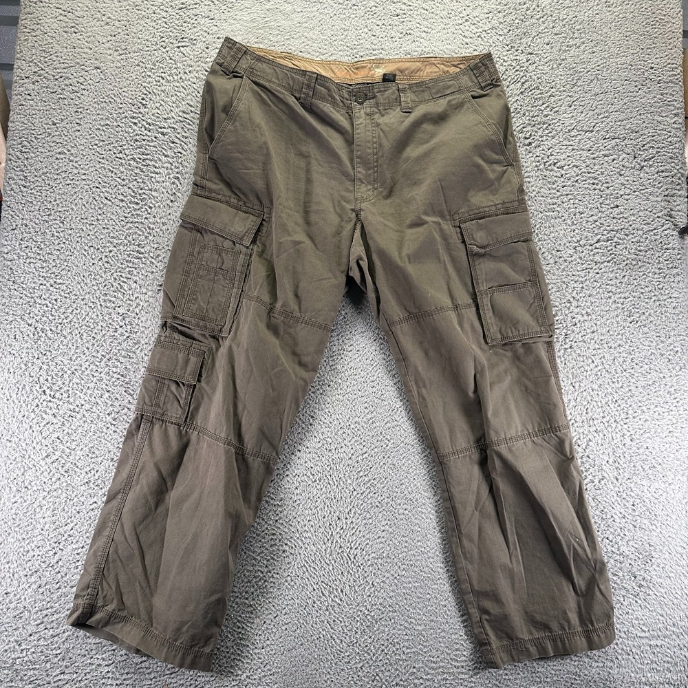 Vintage Eddie Bauer Pant Men's 40x32 Brown Cotton Cargo Straight Baggy Workwear